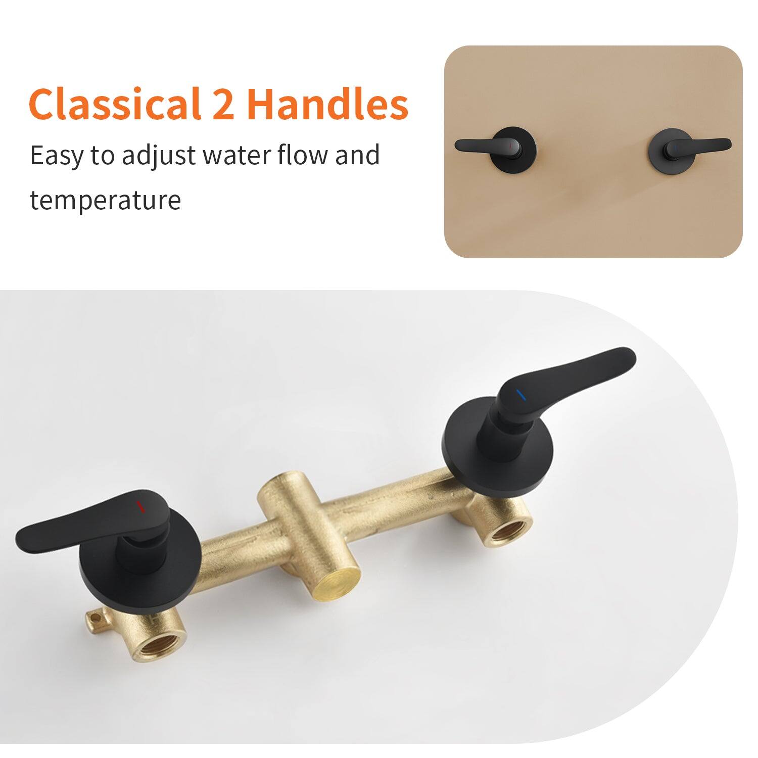 Classical 2 Handles  
Easy to adjust water flow and temperature