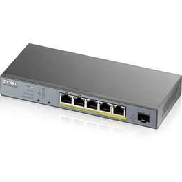 ZYXEL - GS1350-6HP 5-Port Gigabit Smart Nebula Cloud Managed PoE Switch | 3 PoE+ / 2 PoE++ Ports at 60W with 1 SFP Uplink - Unknown