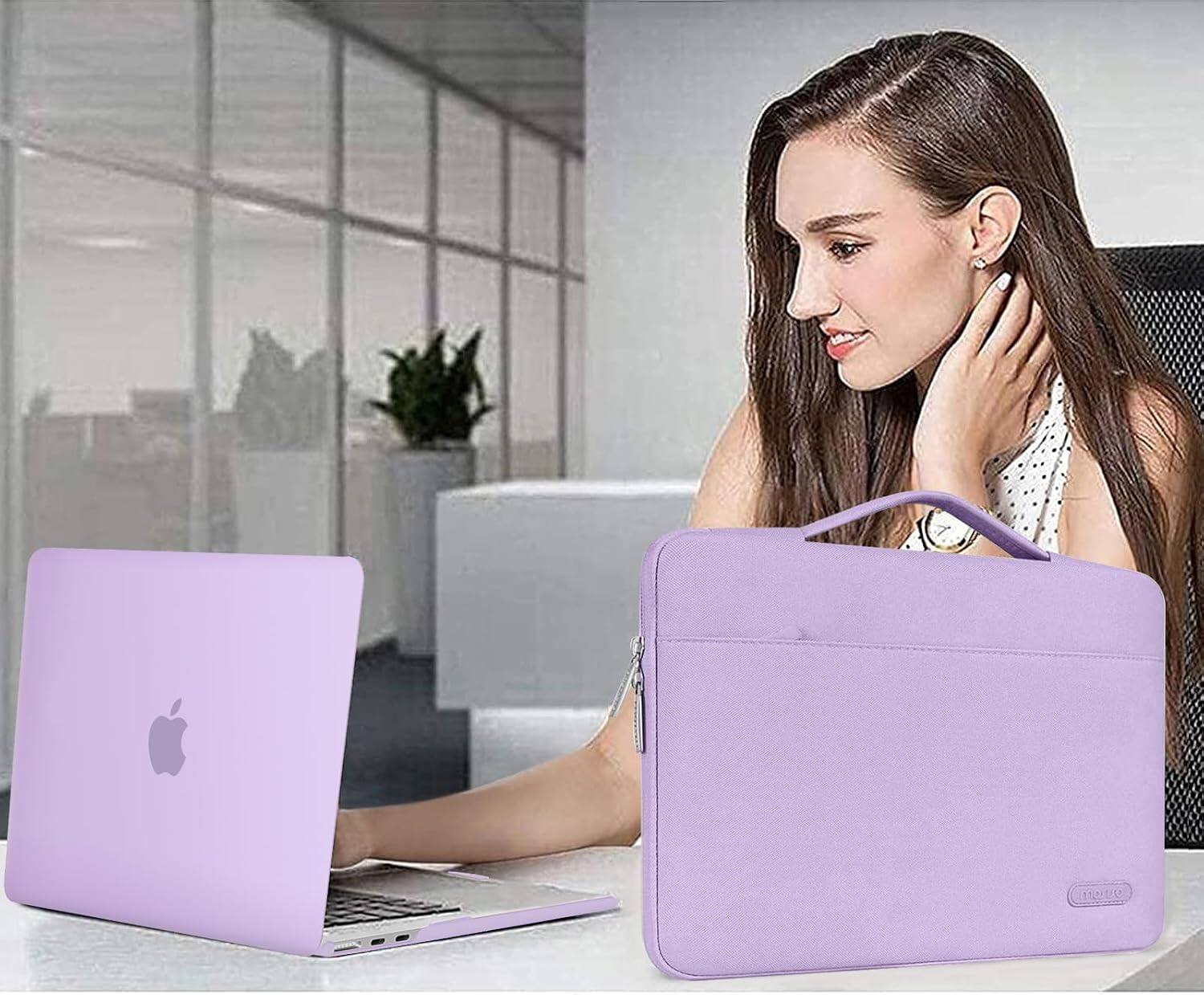 Alt View 2. mosiso - 5in1 Kit for MacBook Air 13-Inch M5 M4 M3 M2 2022-2026, Hard Shell&Sleeve Bag&Keyboard Skin&Webcam Cover&Screen Film - Purple.