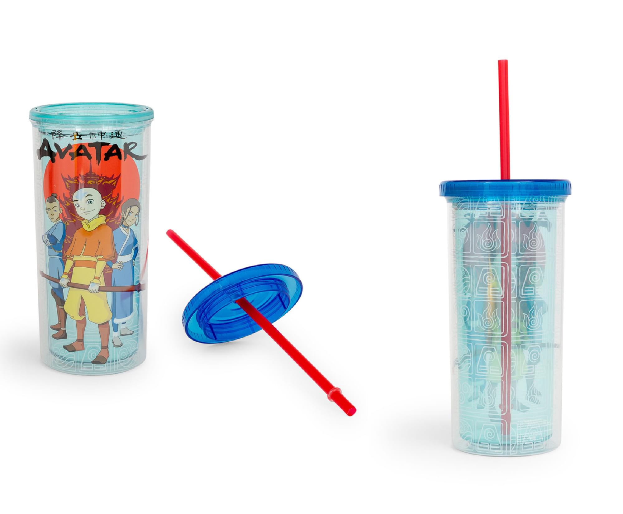 Alt View 1. Silver Buffalo - Avatar: The Last Airbender Trio Carnival Cup With Lid And Straw | 20 Ounces - Blue.