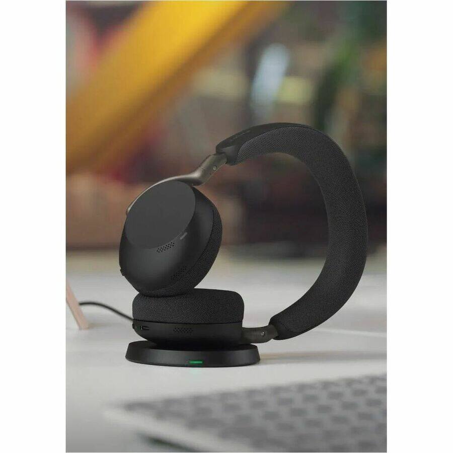Alt View 5. Jabra - Jabra Evolve3 75 Headset - Stereo - Wireless - Bluetooth - 98.4 ft - 35 Ohm - 20 Hz to 20 kHz - Over-the-head, On-ear - Black.