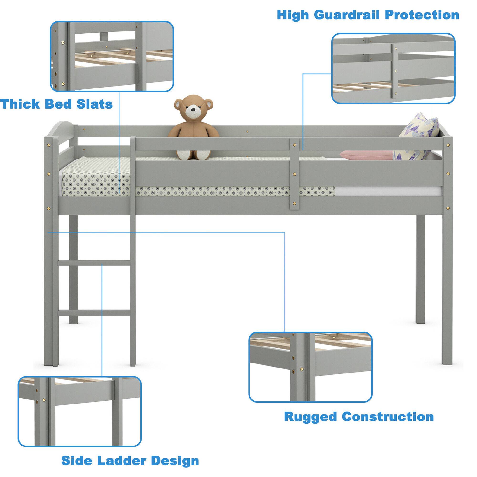 - High Guardrail Protection
- Thick Bed Slats
- Side Ladder Design
- Rugged Construction
