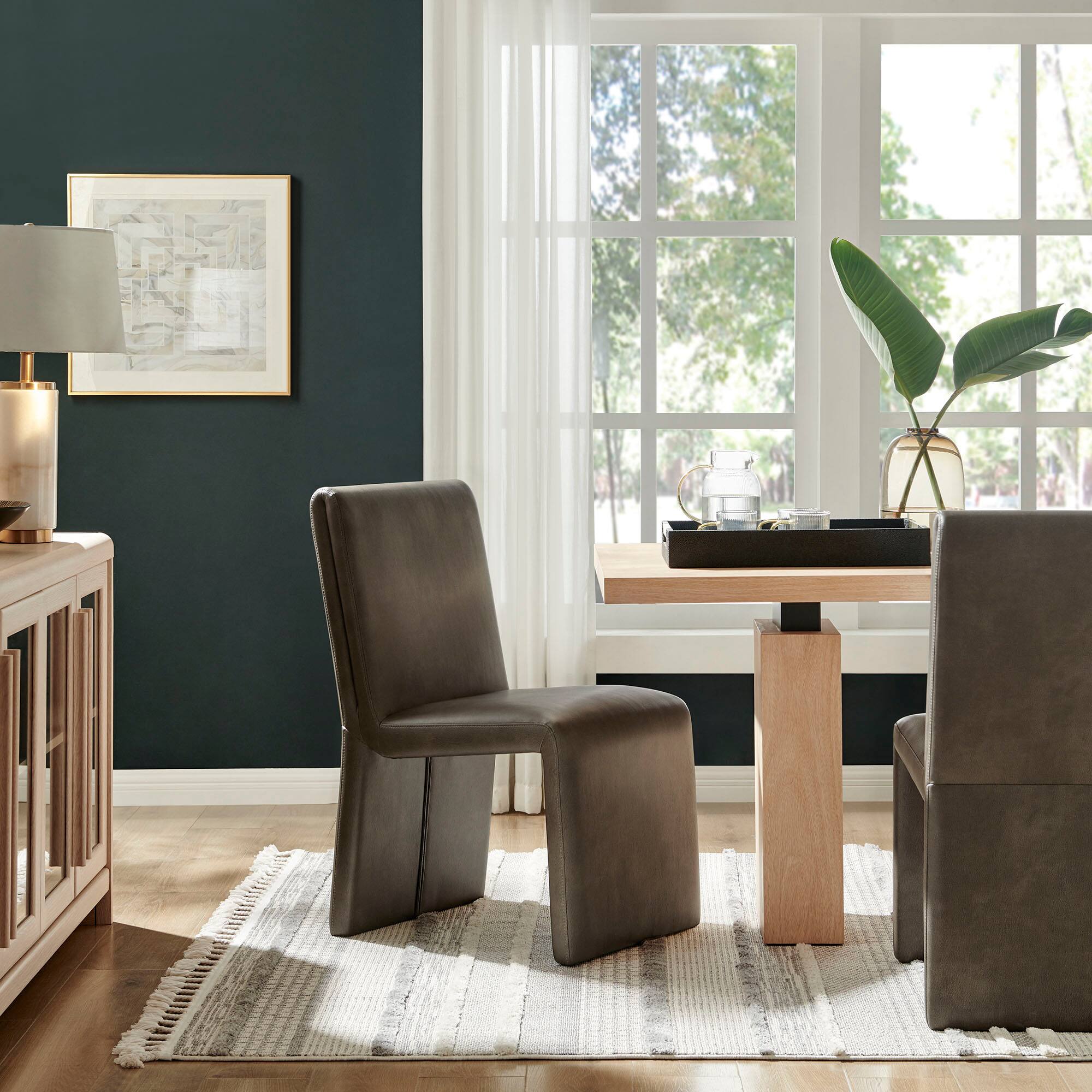 Alt View 4. Modway - Emory Vegan Leather Dining Side Chair by Modway - Gray.