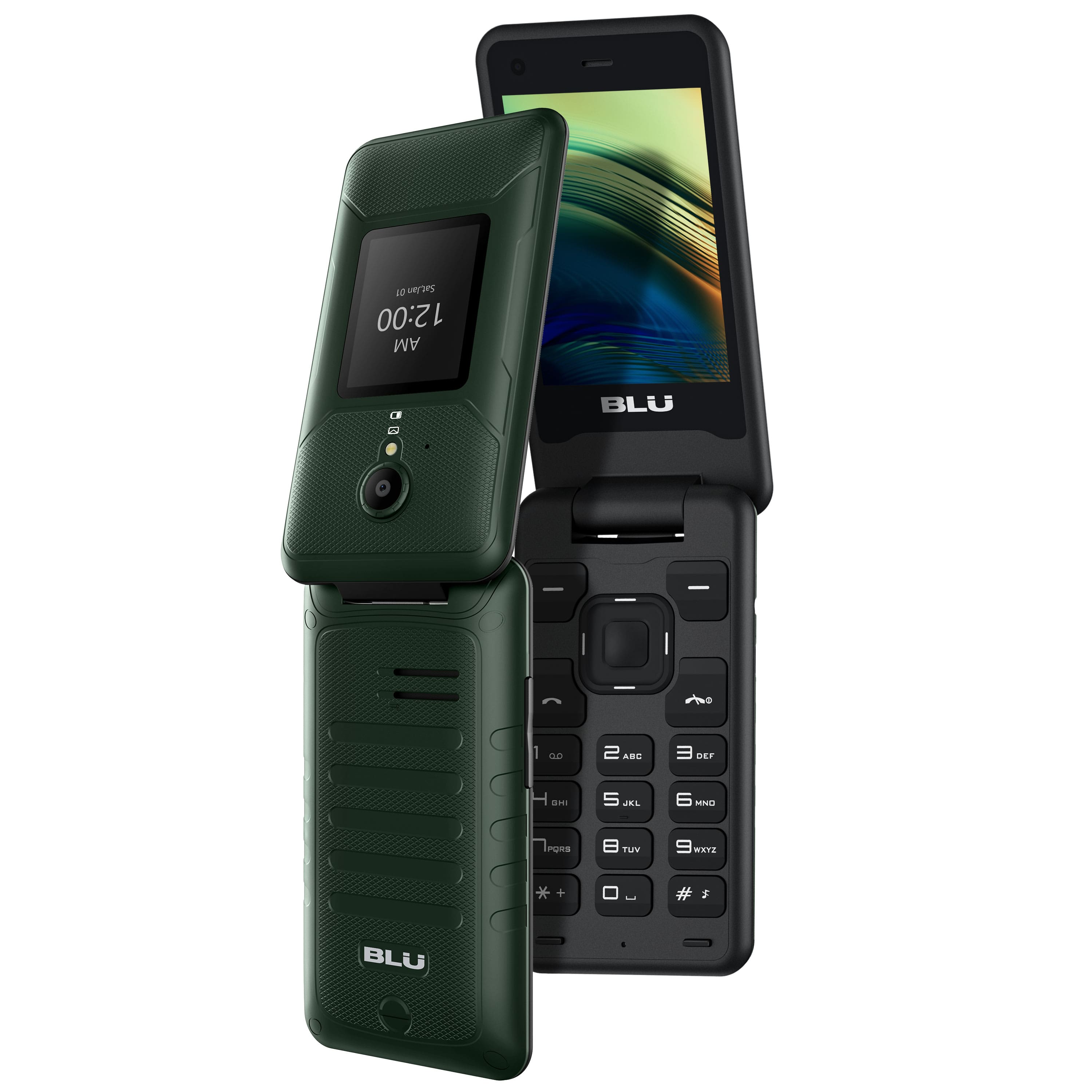 Angle Zoom. BLU - Tank Flip Phone 4GB (Unlocked) - Green.