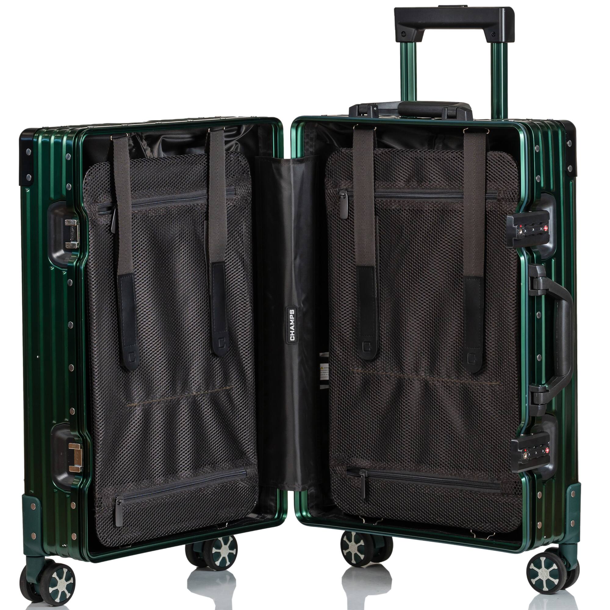 Back. Champs - Elite Aluminum Collection Carry-on Luggage Case - Green.