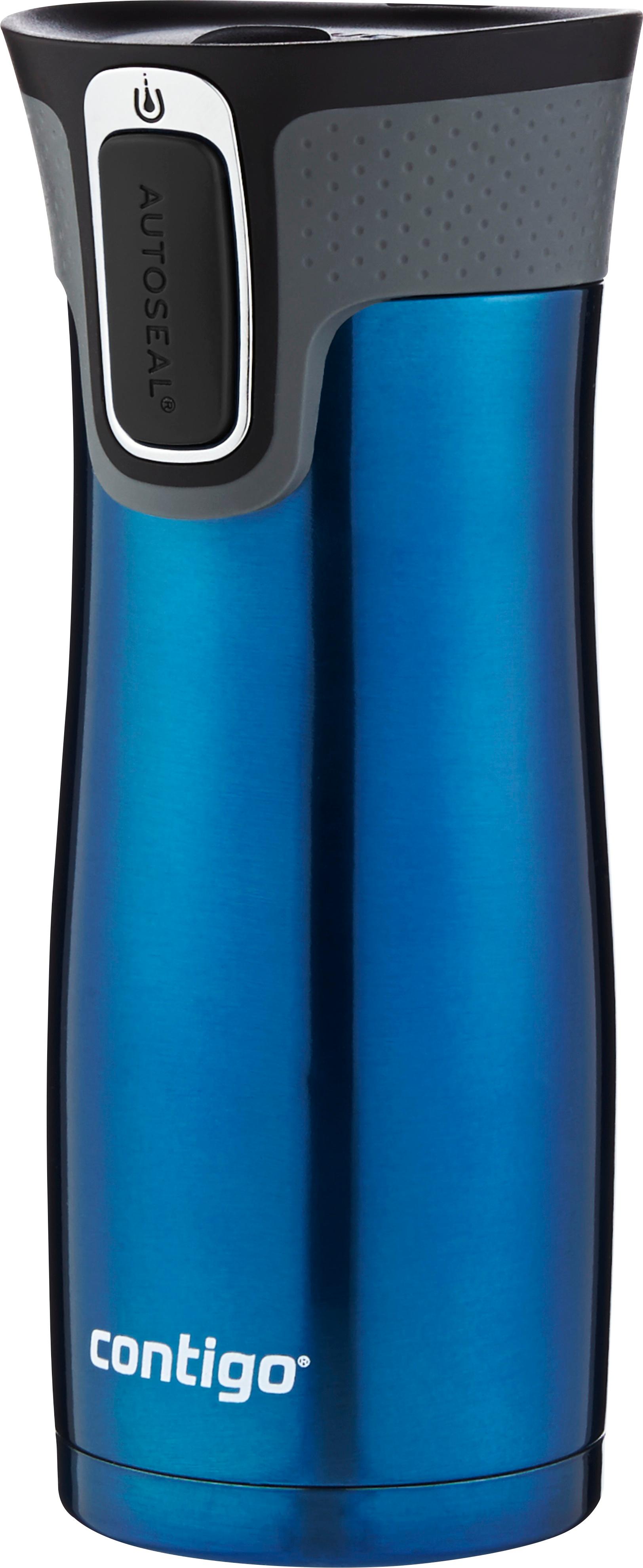 Left View: Contigo - 16-Oz. AUTOSEAL West Loop Stainless Travel Mug with Open-Access Lid - Midnight Blue