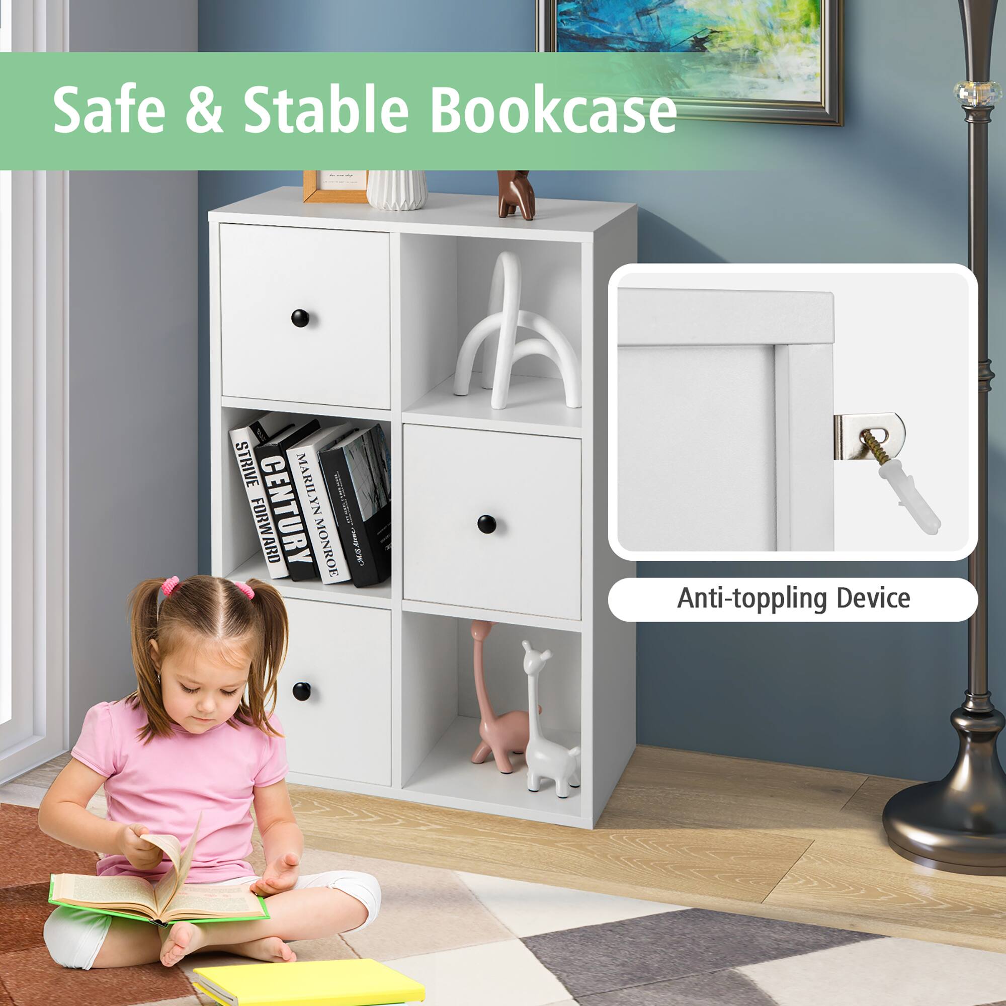 Safe & Stable Bookcase - Anti-toppling Device