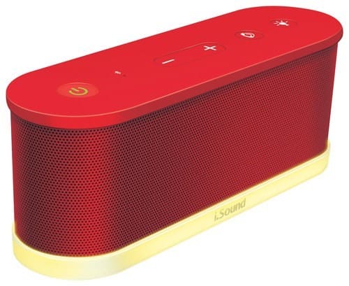 Front. iSound - iGlowSound Waves Portable Wireless Speaker - Red.