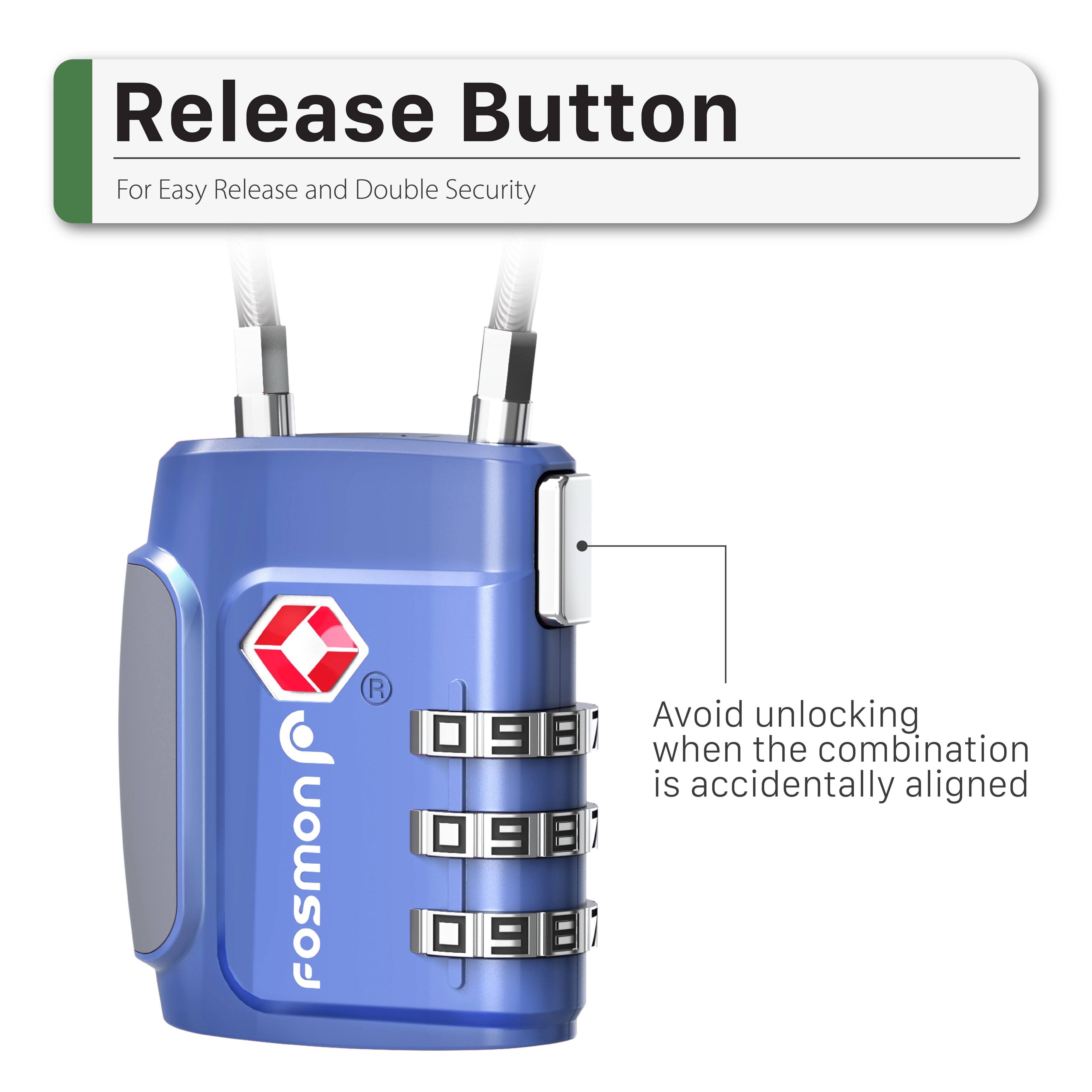 Release Button For Easy Release and Double Security fosmon  Avoid unlocking when the combination is accidentally aligned .