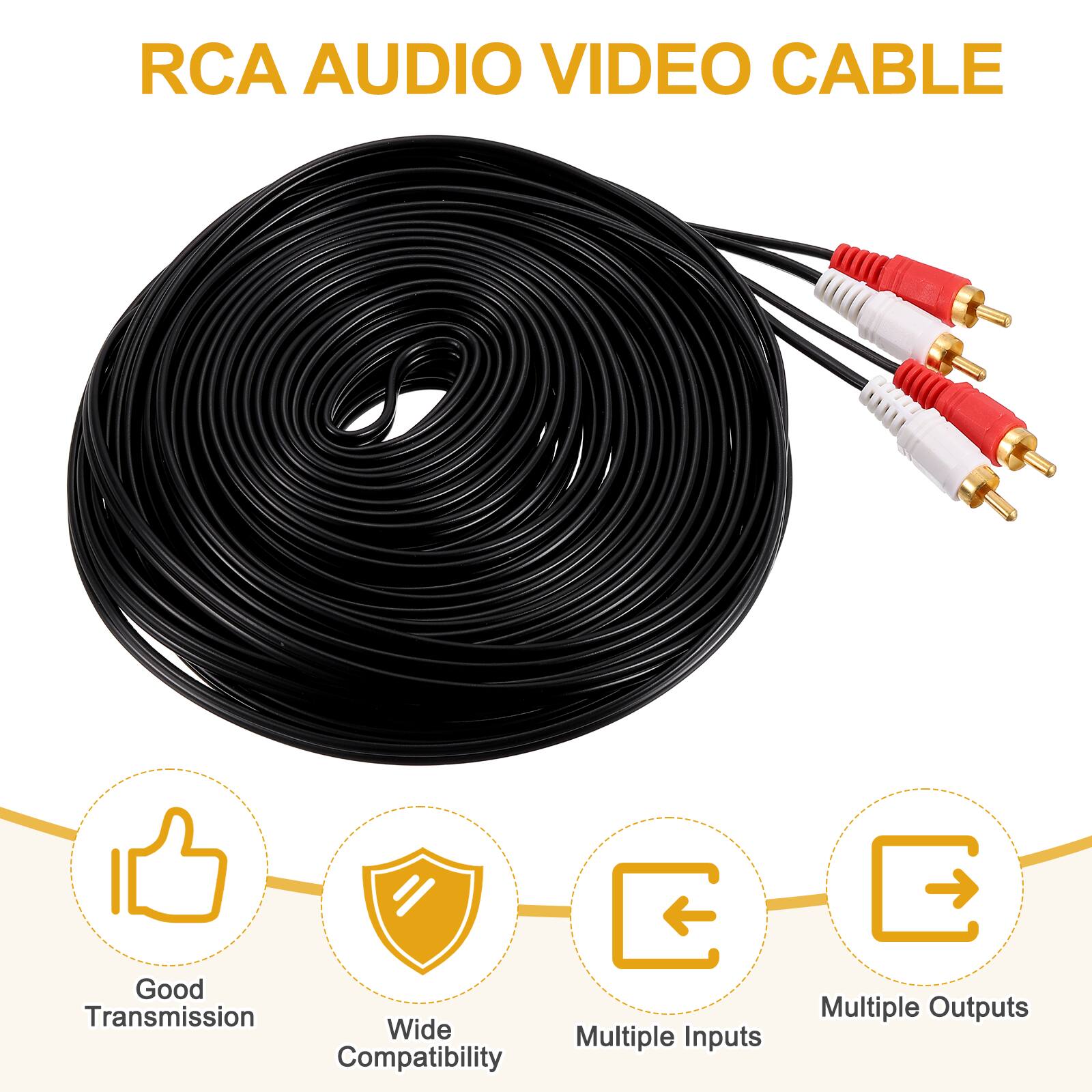 RCA AUDIO VIDEO CABLE

- Good Transmission
- Wide Compatibility
- Multiple Inputs
- Multiple Outputs