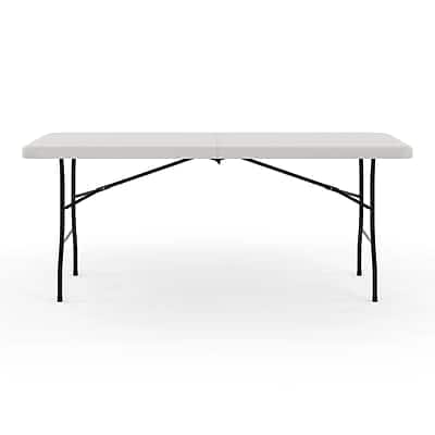Front. Staples - 6' x 30" Heavy Duty Plastic Folding Table - White Granite.