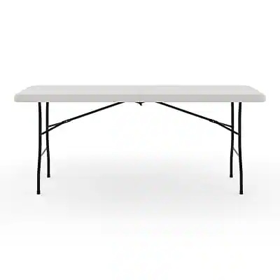 Front. Staples - Staples 6' x 30" Heavy Duty Plastic Folding Table, White Granite (79223/54272) - White Granite.
