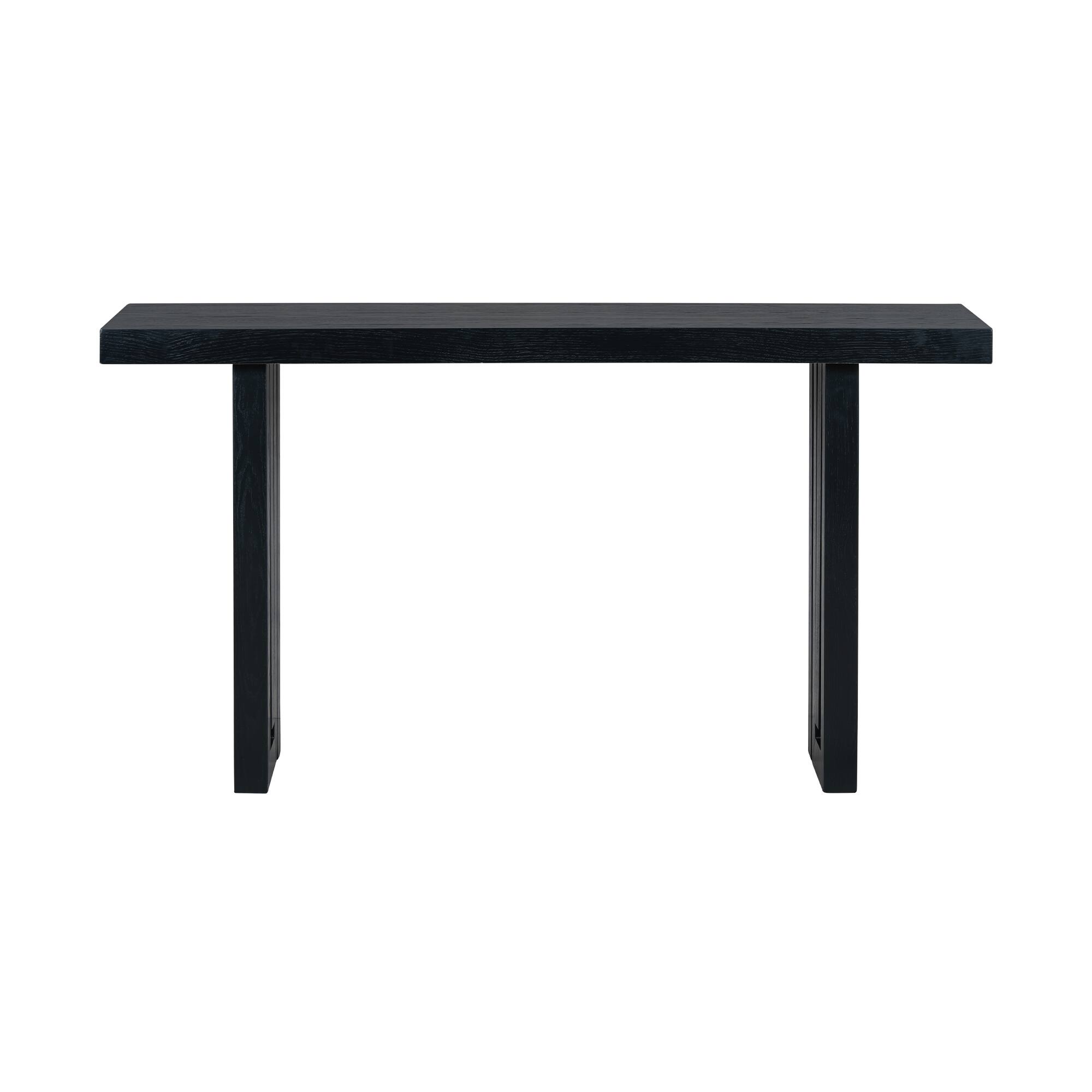 Back. TinyHomie - Uniquely Designed Oak Veneer Console Table with Distinctive Side Shapes Suitable for Entryway Hallway Living Room Foyer - Black.