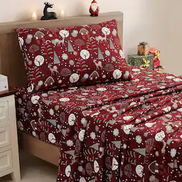 Sweet Home Collection - Printed Holiday 3pc Sheet Sets, Easy Care, Soft & Wrinkle-Resistant Holiday Bedding, Twin - Snowy Nights