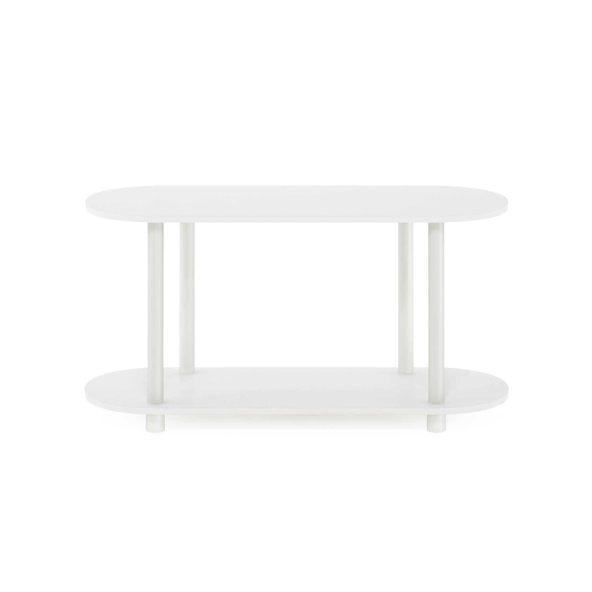 Alt View 2. Furinno - Turn-N-Tube No Tools Modern Oval Side Table, White/Virgin White - White/Virgin White.