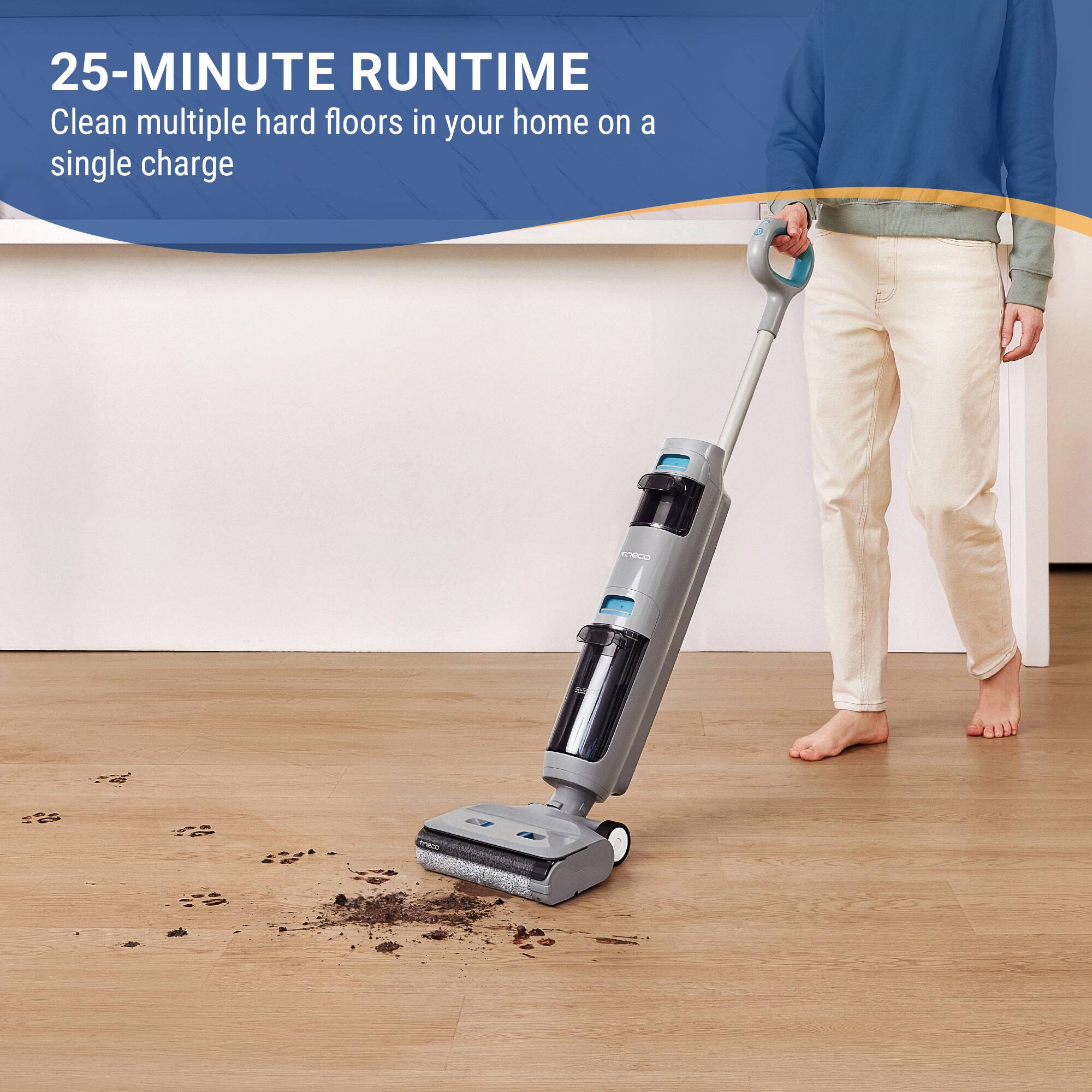 25-MINUTE RUNTIME: Clean multiple hard floors in your home on a single charge.