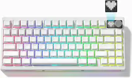 Womier - MT75 Wireless Mechanical Keyboard, 75% Layout Gaming Keyboard with Knob - White