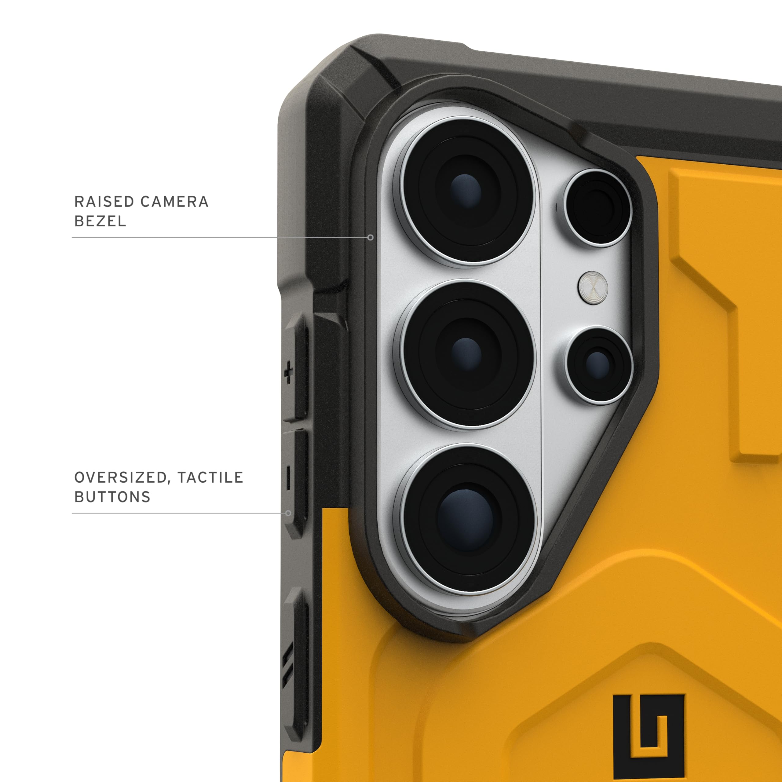 RAISED CAMERA BEZEL  
OVERSIZED, TACTILE BUTTONS