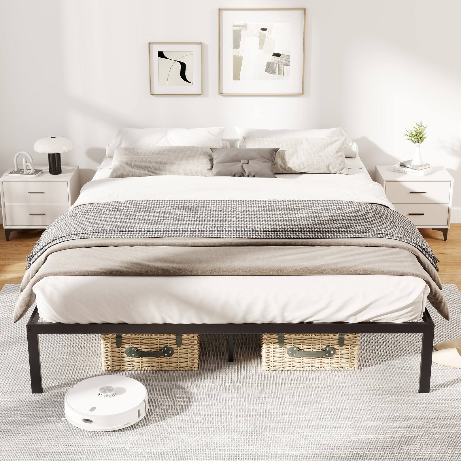 Alt View 4. Gymax - Gymax Queen Size Metal Bed Frame Heavy Duty Support Slats Mattress Foundation - Black.