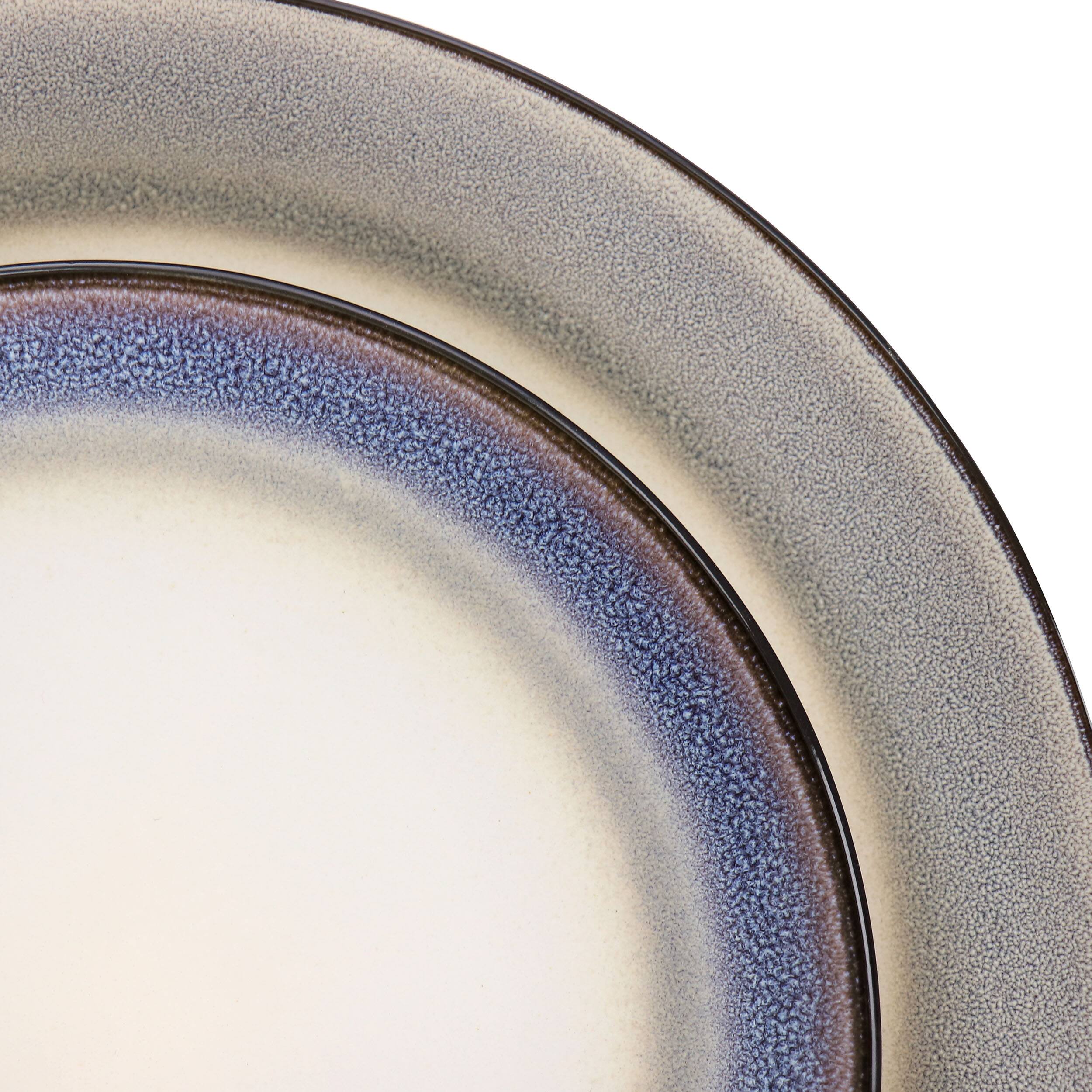 Alt View 5. Gibson - Gibson Elite Rings of Saturn 16 Piece Reactive Glaze Stoneware Dinnerware Set in Grey - Gray.