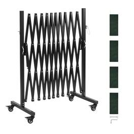 VEVOR - Expandable Barricade, 11FT Expandable Safety Barrier, Flexible Mobile Barricade with Locking Casters, Portable Folding - Black
