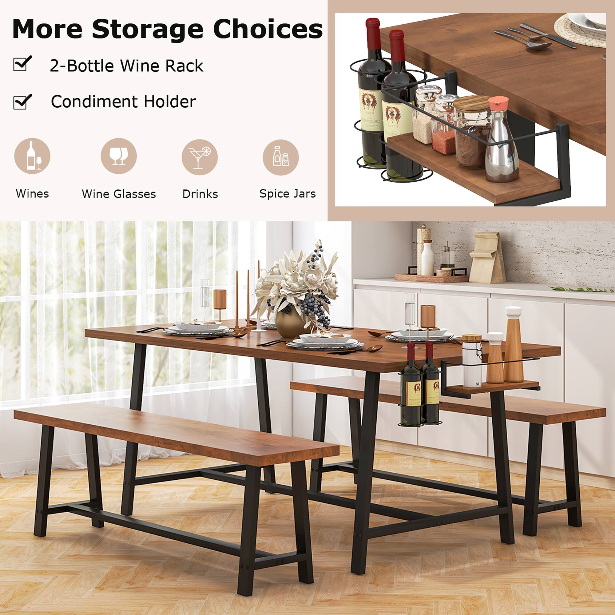 More Storage Choices  
- 2-Bottle Wine Rack  
- Condiment Holder  

Wines  
Wine Glasses  
Drinks  
Spice Jars