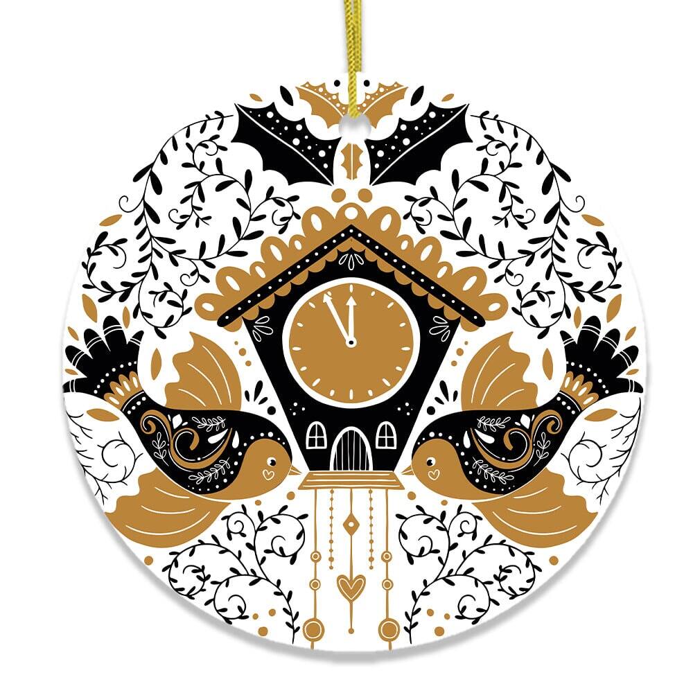 OrnamentallyYou - Nordic Style Cuckoo Clock with Birds Christmas Ornament - Multi-colored