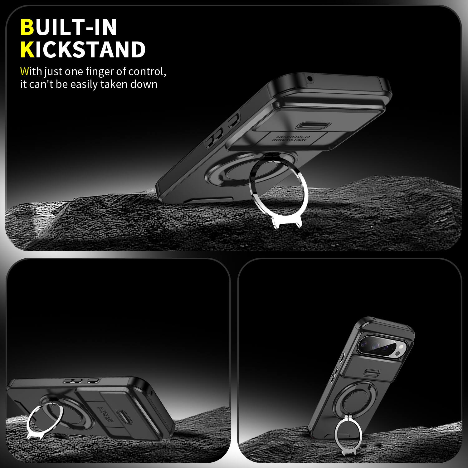 BUILT-IN KICKSTAND  
With just one finger of control, it can't be easily taken down  

DISCOVER REIOVA HOIT
