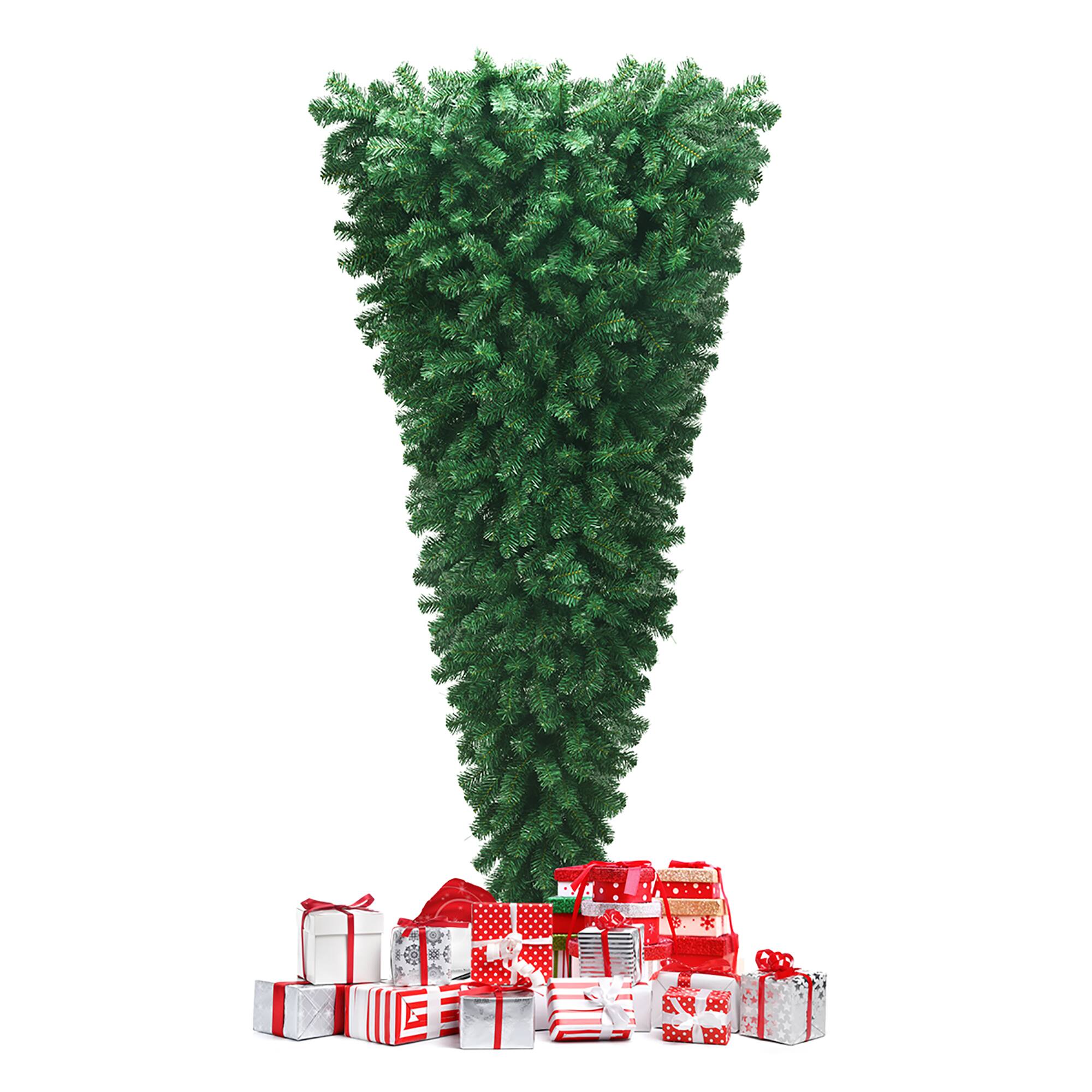 Alt View 21. Costway - 7Ft Unlit Upside Down Artificial Christmas Tree with 1000 Branch Tips Holiday - Green.