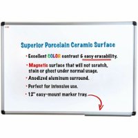 Floortex - Viztex Porcelain Magnetic Dry Erase Board with an Aluminium frame - 24'' x 36'' - White - Front_Zoom