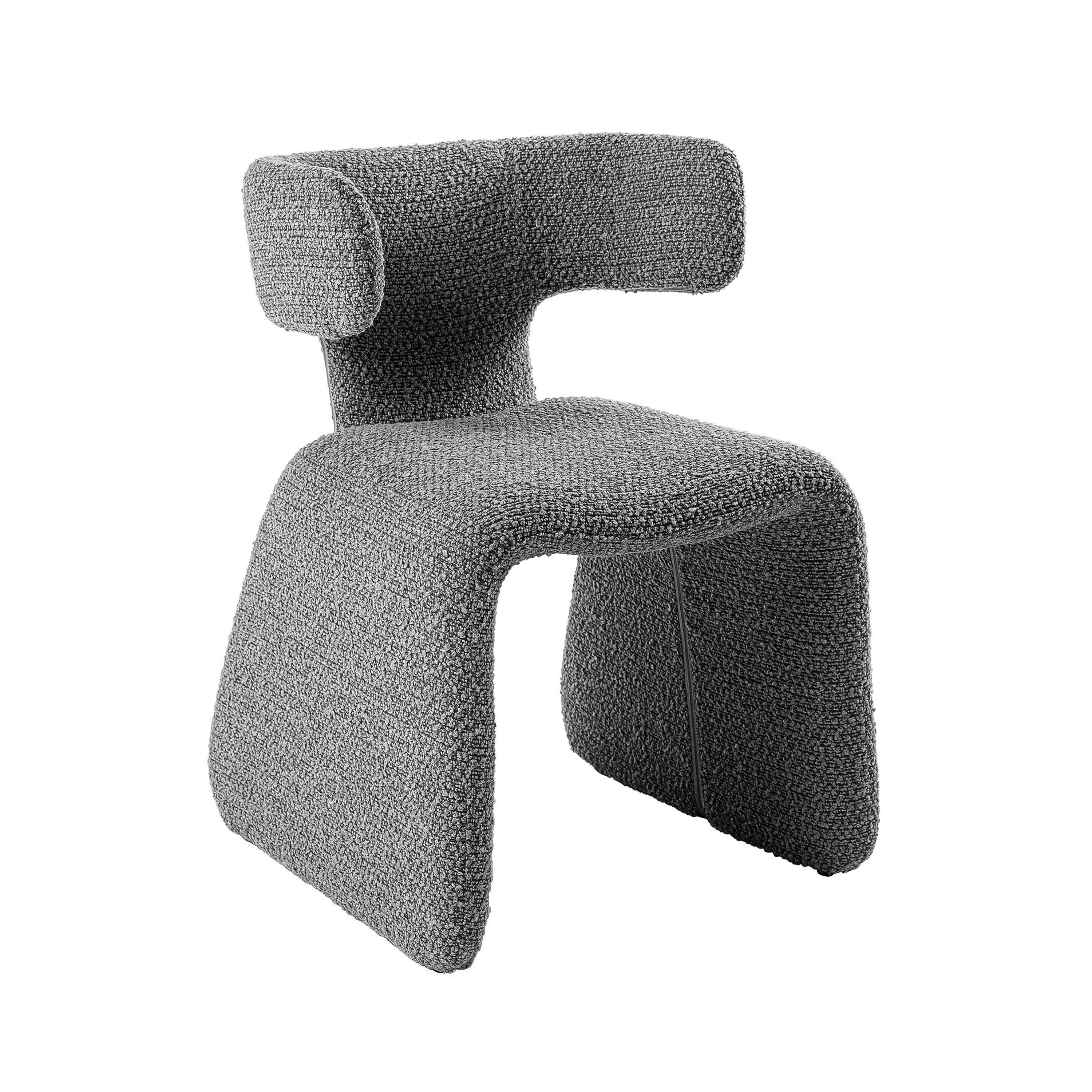 Front. Manhattan Lane - Cid Fiu 22 Inch Dining Chair, Curved Wingback Textured Polyester - Gray.
