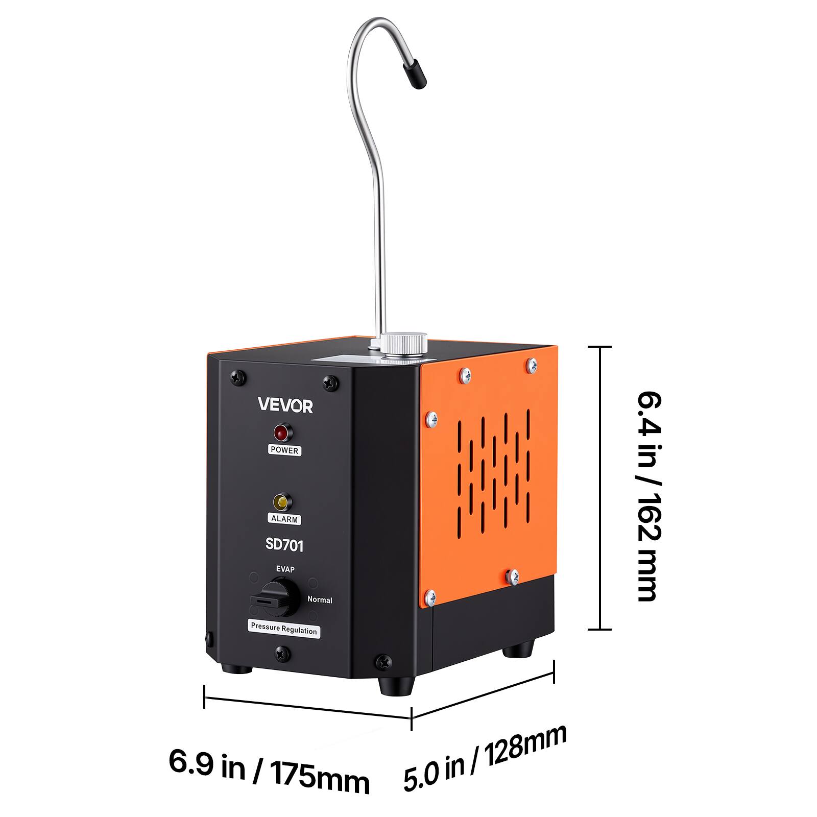 VEVOR POWER  
ALARM SD701  
EVAP  
Normal  
Pressure Regulation  

6.4 in / 162 mm  
6.9 in / 175 mm  
5.0 in / 128 mm