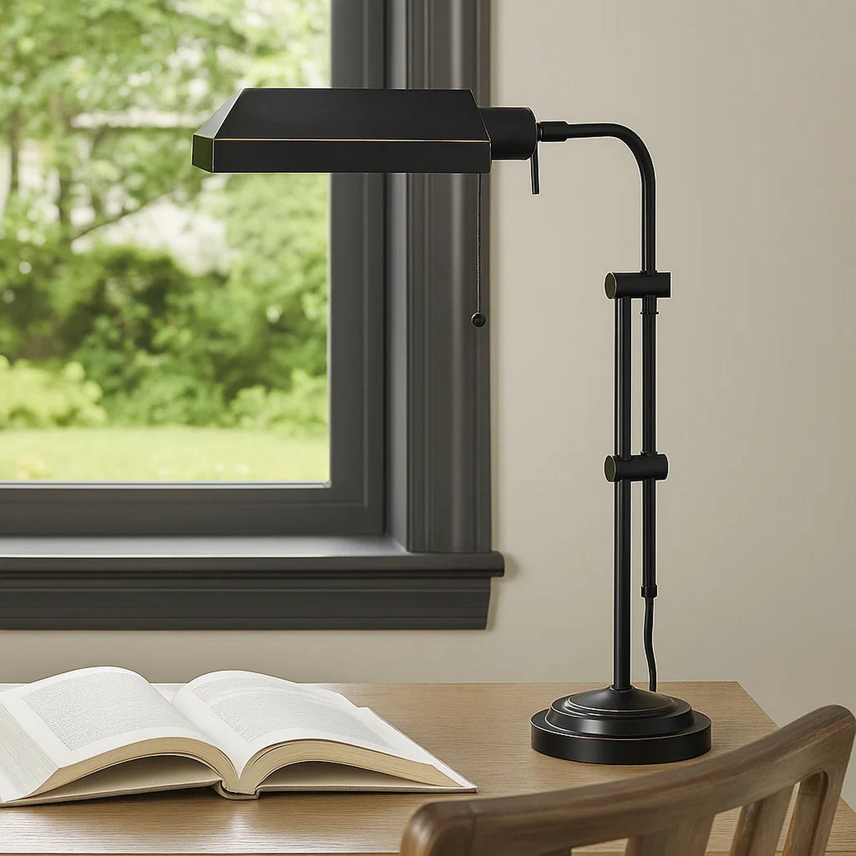 Alt View 2. Manhattan Lane - Metal Rectangular Desk Lamp with Adjustable Pole - Black.