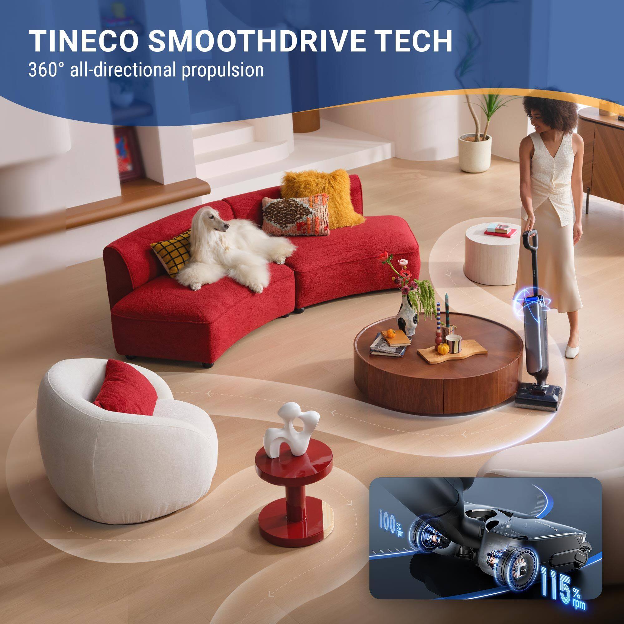 TINECO SMOOTHDRIVE TECH  
360° all-directional propulsion