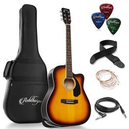 Ashthorpe - Full-Size Dreadnought Cutaway Acoustic-Electric Guitar Bundle - Sunburst