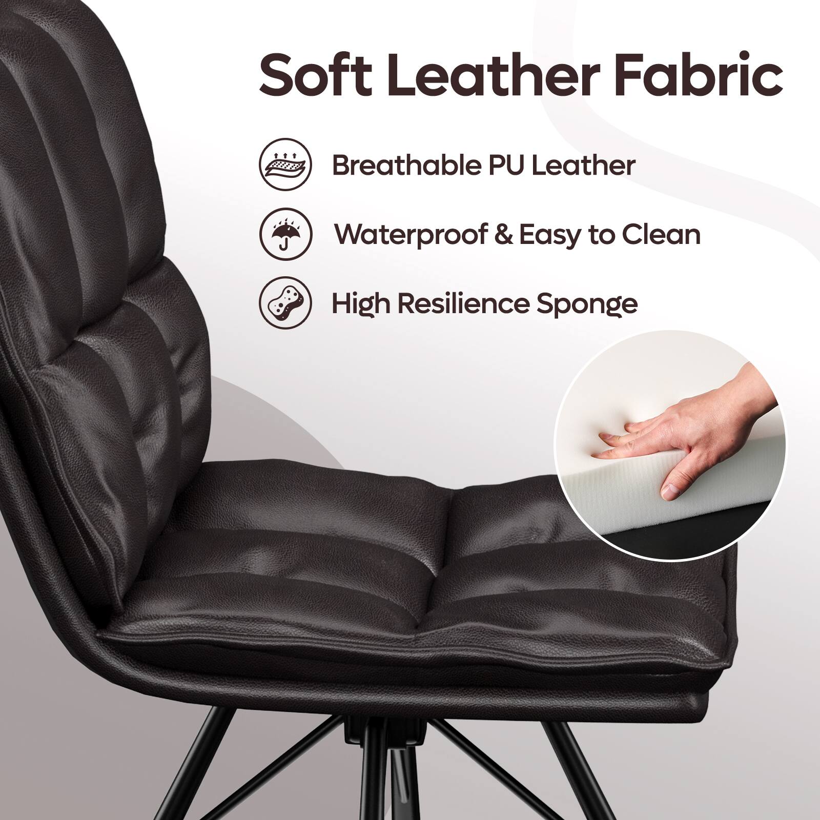 Soft Leather Fabric

- Breathable PU Leather
- Waterproof & Easy to Clean
- High Resilience Sponge