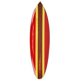 Zeckos - 32 Inch Wooden Surfboard Decorative Wall Hanging Beach Decor - Red
