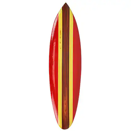 Front. Zeckos - 32 Inch Wooden Surfboard Decorative Wall Hanging Beach Decor - Red - Red.