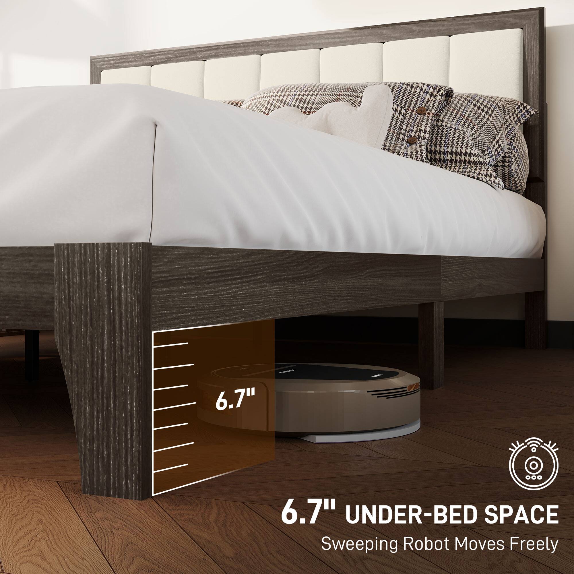 6.7" UNDER-BED SPACE Sweeping Robot Moves Freely