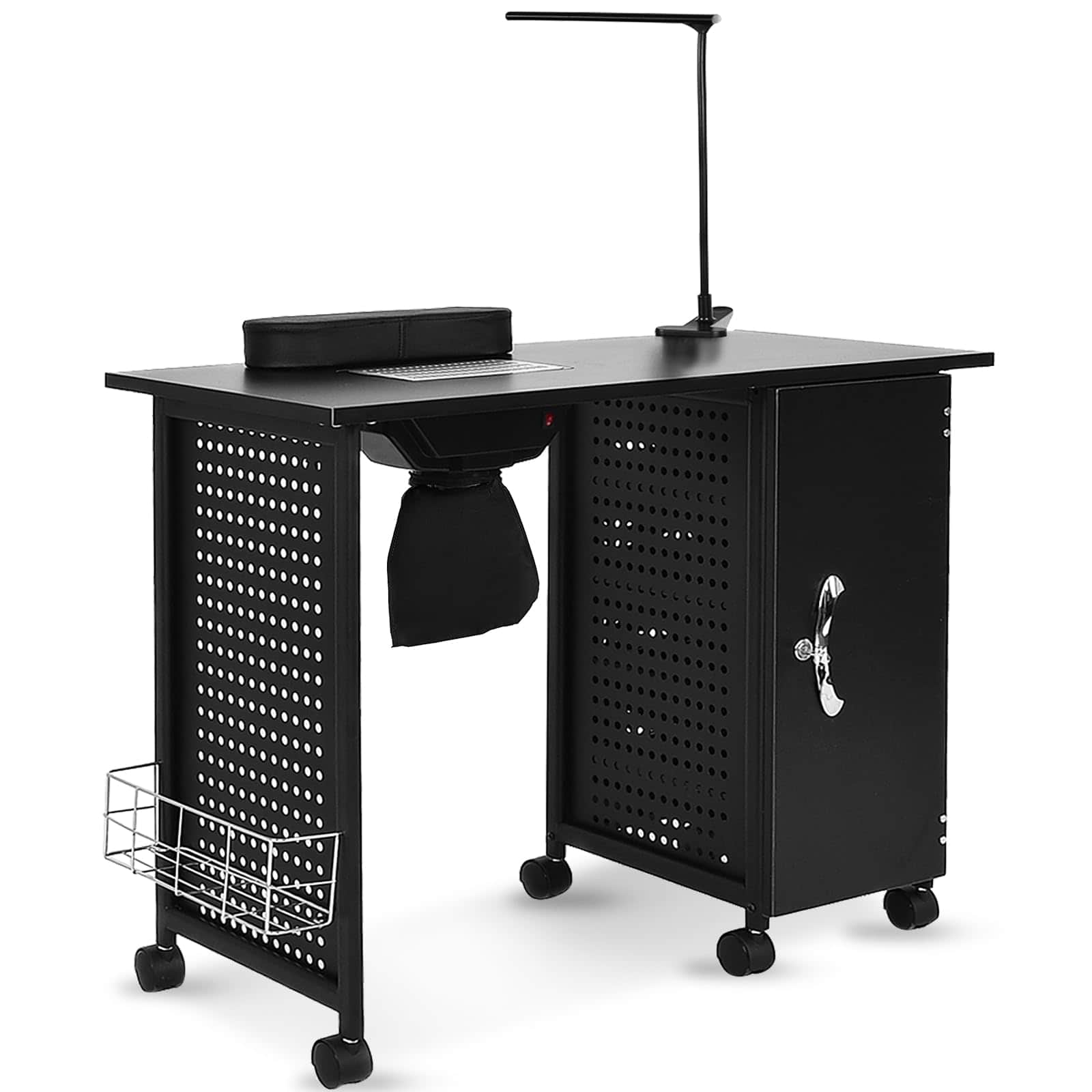 Ecooso - Manicure Nail Table Workstation with Drawers, Steel Frame Salon Desk for Spa Studio - Black