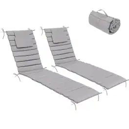 Crestlive Products - Outdoor Patio Lounge Chair Cushion - Light Gray