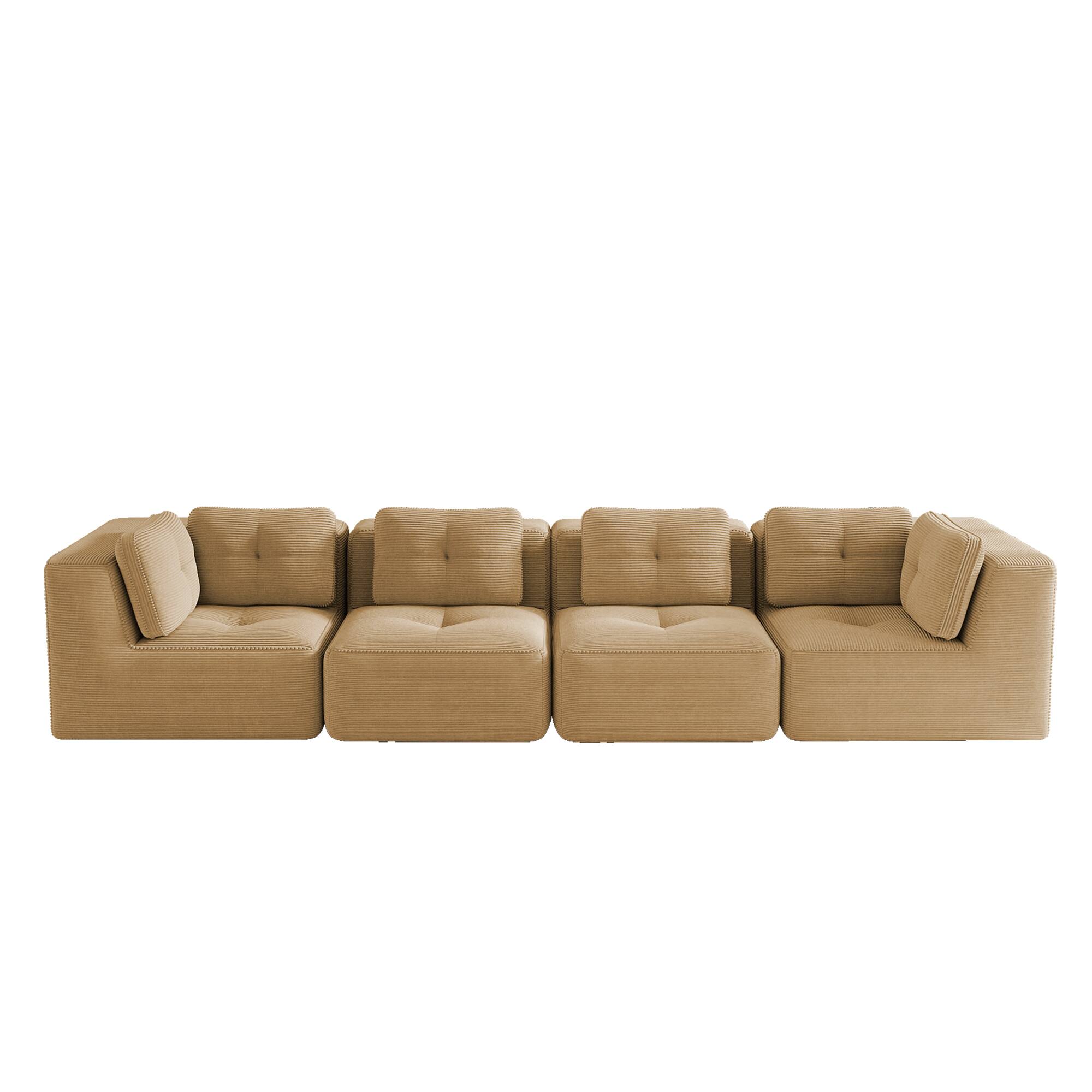 Alt View 2. LOVMOR - Modular Deep Seat No Assembly 4 Seater Corduroy Sectional Couch Compressed Pack Anti Slip Tufted For Soft Home - Camel.