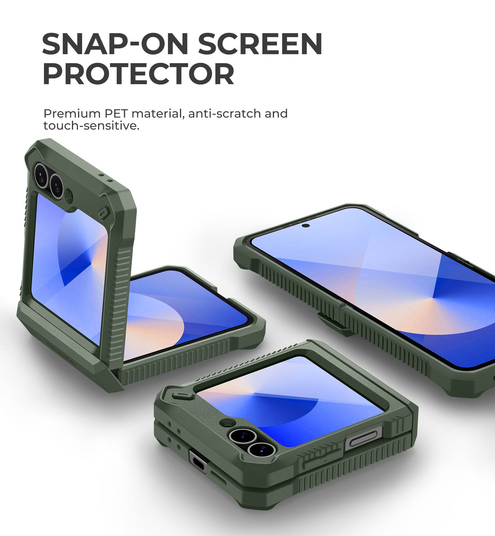 SNAP-ON SCREEN PROTECTOR

Premium PET material, anti-scratch and touch-sensitive.