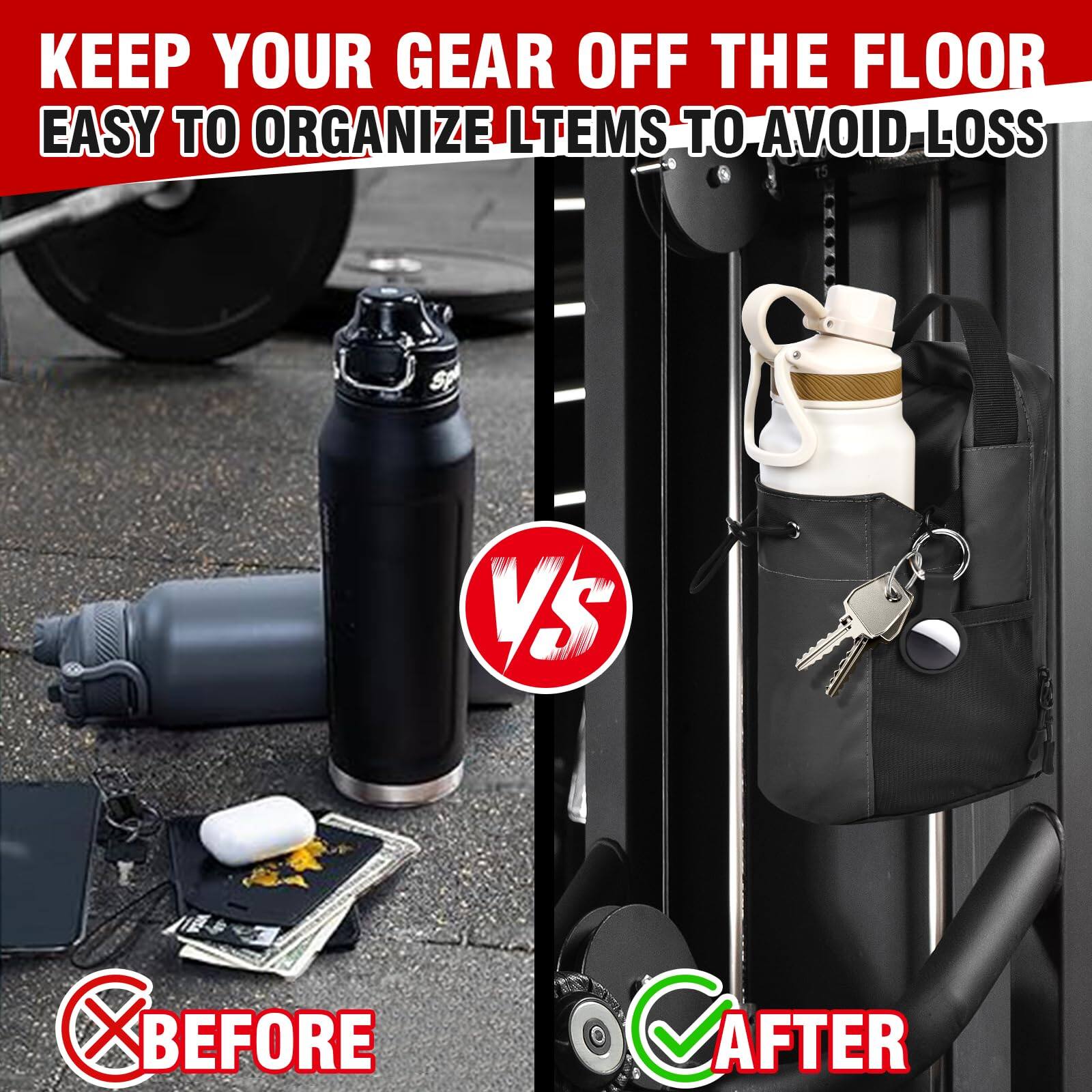 Back. Pacoar Cade - Magnetic Gym Bag For Men And Women  Large Sports Backpack With Water Bottle Holder   Phone Pocket Fitness Travel Carry - black.