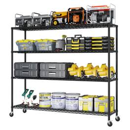 Winado - 4-Tier 63"W x 23.6"D x 65"H Storage Shelves Organizer 2399LBS Garage Rack Shelving Heavy Duty with Wheels Industrail - Black
