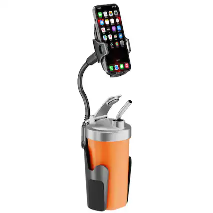 Front. PARKER SLATER - Cup Phone Holder For Car With 360 Adjustable Long Gooseneck Cell Mount | Truck Golf Cart Compatible & All Smartphones - Default.