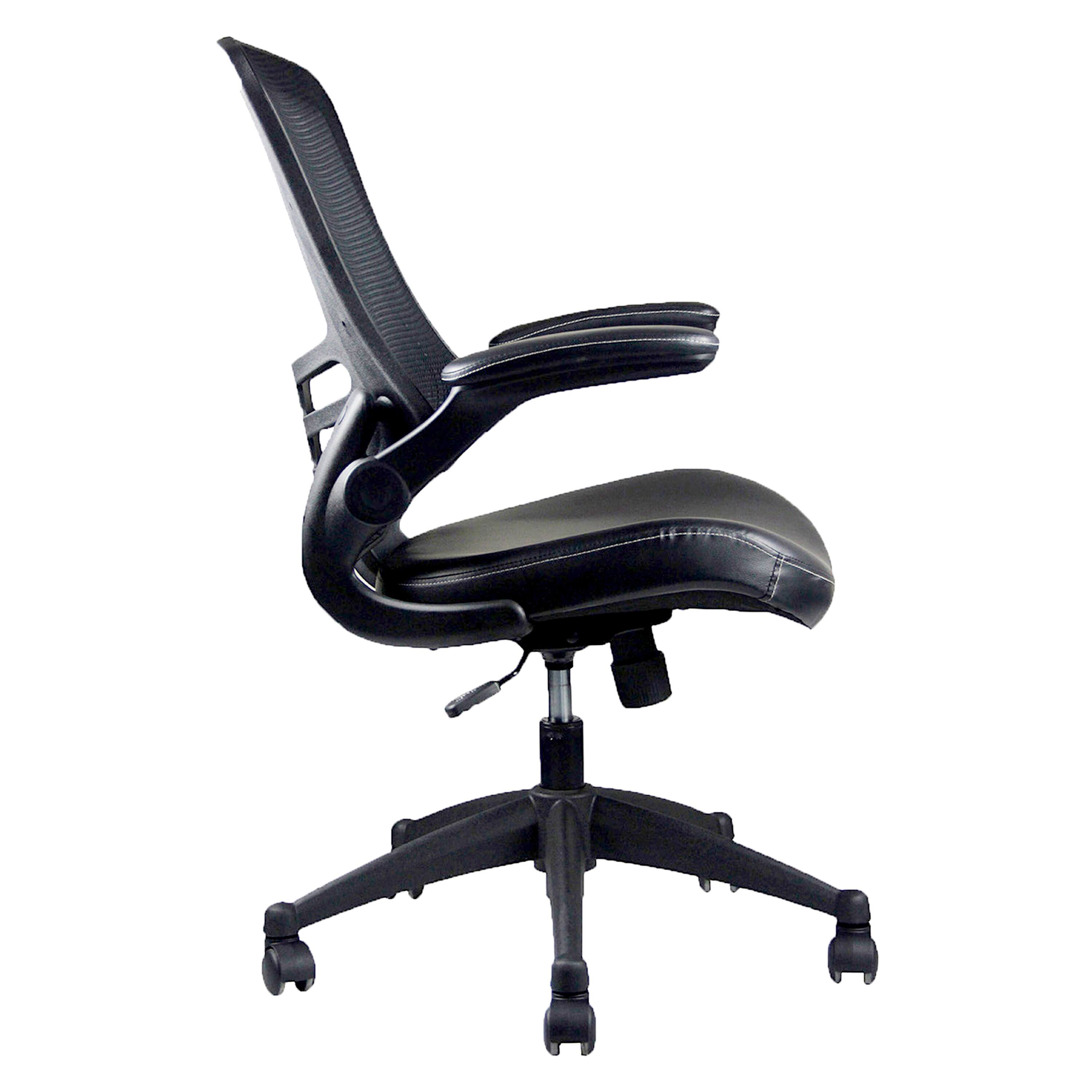 Alt View 4. Spaco - Spaco Executive Office Chair with Mid Back Mesh, Adjustable Lumbar Support and Flip Up Arms, for Home Office - Black.