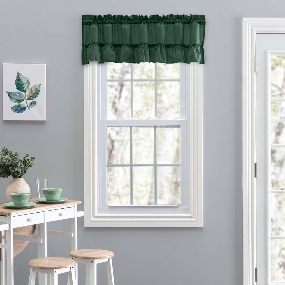 Angle. Ellis Curtain - Ellis Stacey 1.5" Rod Pocket High Quality Fabric Solid Color Window Ruffled Filler Valance 54"x13" Harvest - Harvest.
