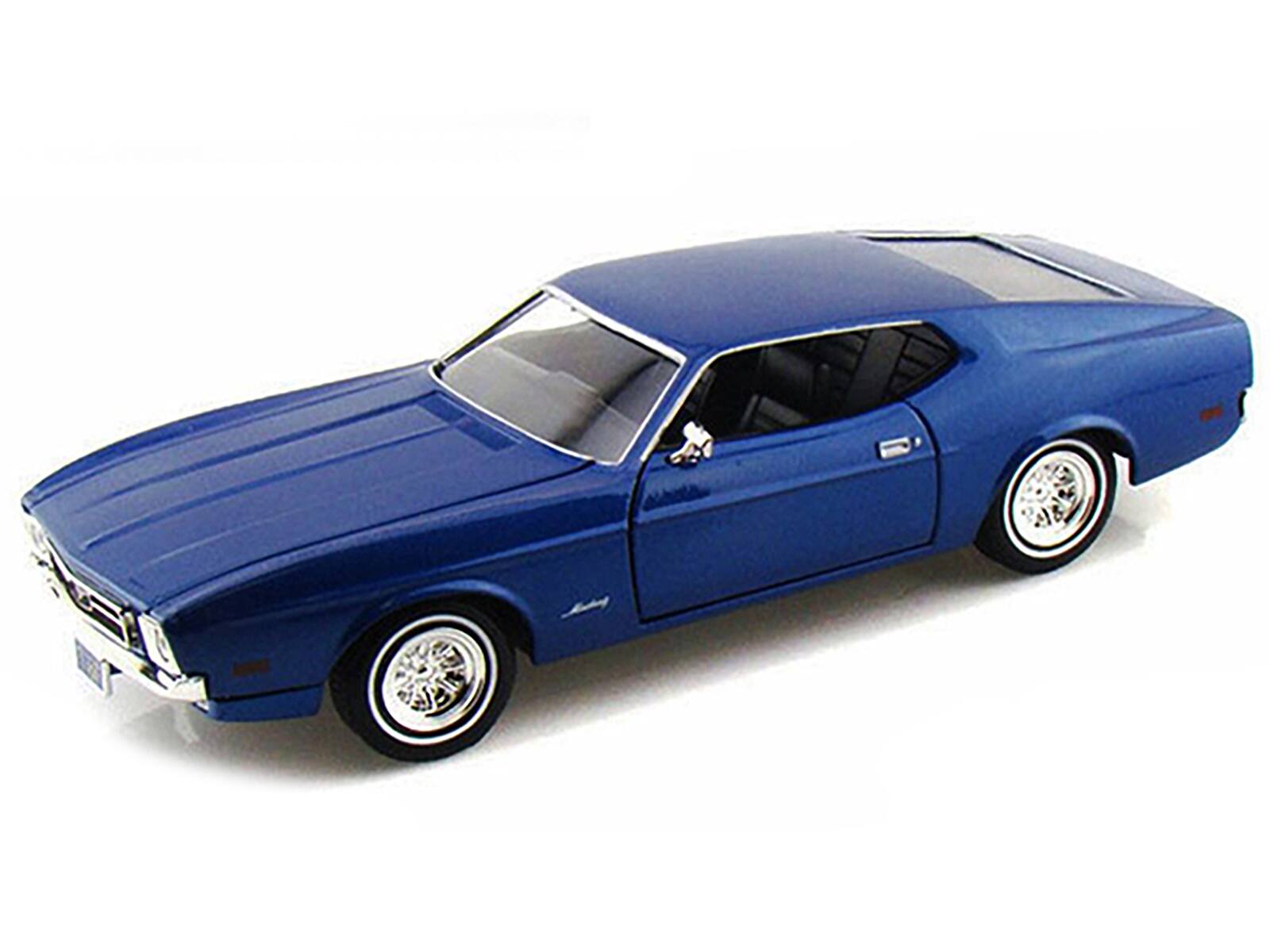 Alt View 1. Motormax - 1971 Ford Mustang Sportsroof Blue 1/24 Diecast Model Car by Motormax.