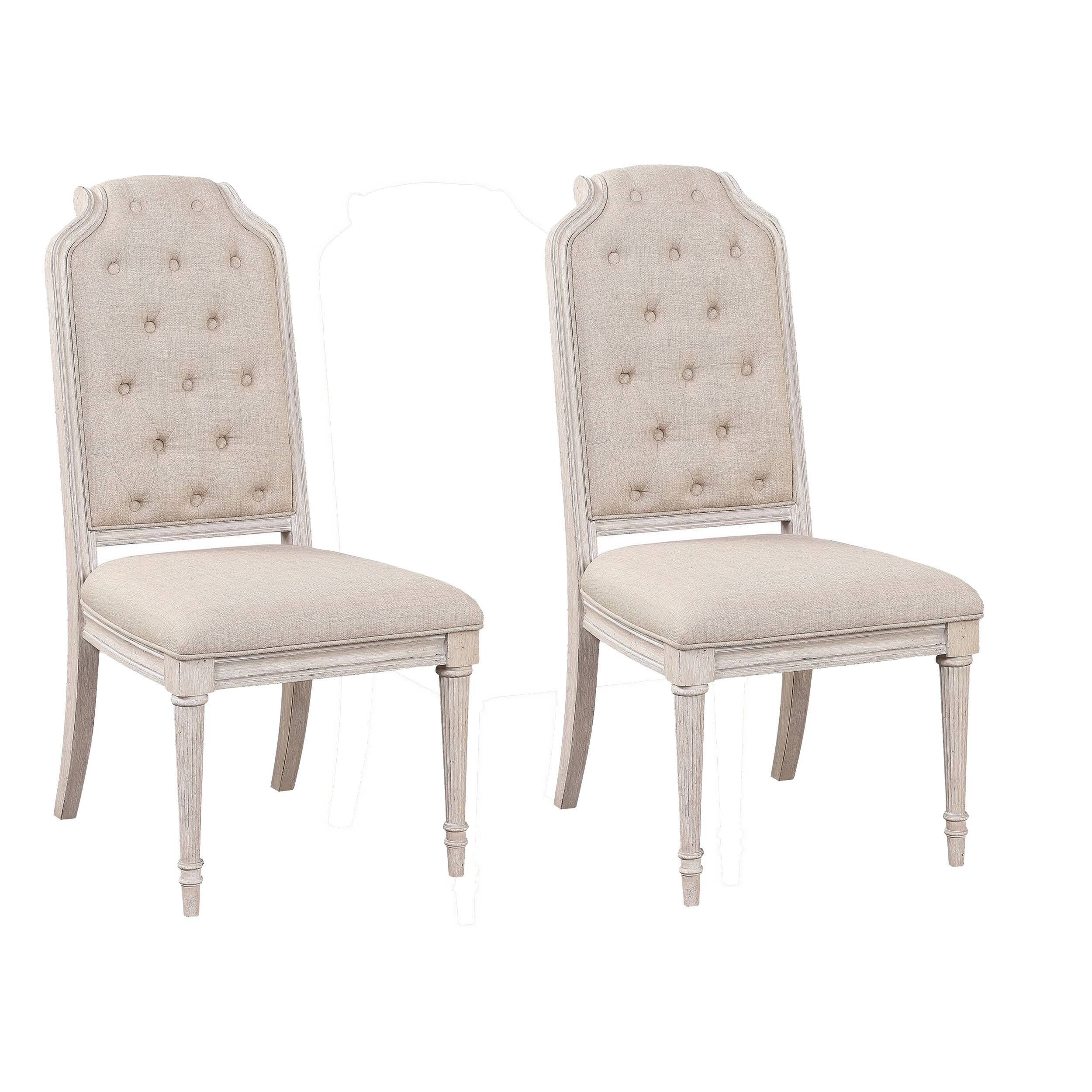 Manhattan Lane - Side Chair with Tapered Legs and Button Tufted Back, Set of 2 - Beige
